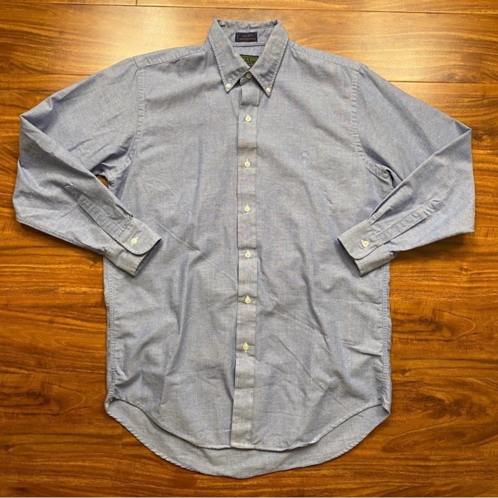 3/$25 Vintage Chaps Ralph Lauren Men's Blue Chambray Button Down Shirt Size 15.5